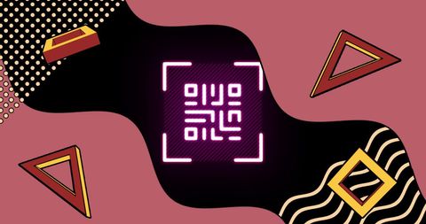 Glowing QR Code with Neon Geometric Shapes Concept - Download Free Stock Images Pikwizard.com