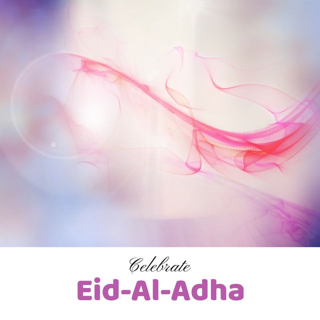 Celebrate eid-al-adha text on frame with abstract pattern image. digitally generated, digital composite, lens flare, pattern, celebration, eid, islam, culture and festival concept.