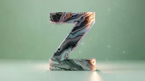 Marbled Letter Z Sculpture with Dynamic Illumination