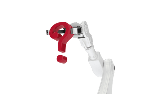 robot arm journey with red question mark on transparent hold - Download Free Stock Videos Pikwizard.com