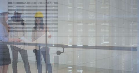 Architects Analyzing Blueprints with Digital Data Interface Overlay - Download Free Stock Images Pikwizard.com