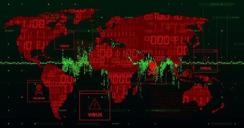 Global cyber threat monitoring with virus alert warnings