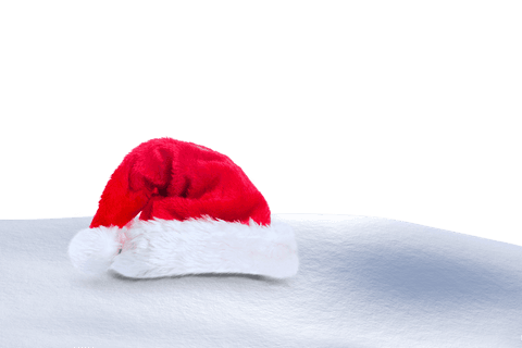 Transparent Santa Hat on Snow for Christmas Designs