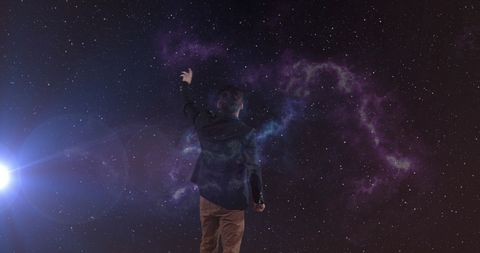 Businessman Reaching for Stars in Cosmic Environment - Download Free Stock Images Pikwizard.com