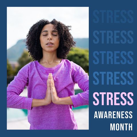 African American Woman Practicing Yoga for Stress Awareness Month