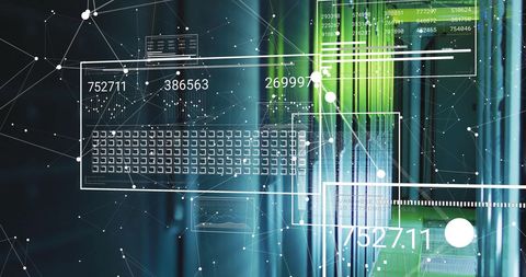 Digital Data Interface Visualization Over Server Room - Download Free Stock Images Pikwizard.com