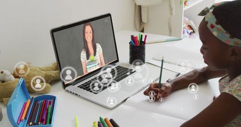 Young Girl Engaged in Online Education at Home - Download Free Stock Images Pikwizard.com