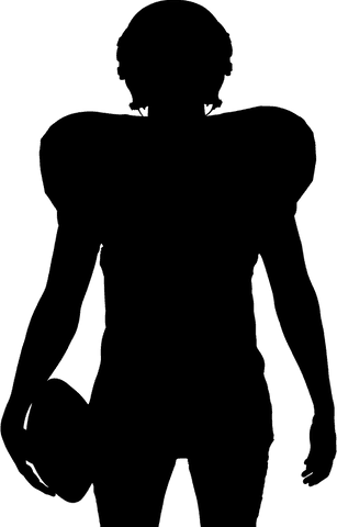 Transparent silhouette of sportsman holding american football