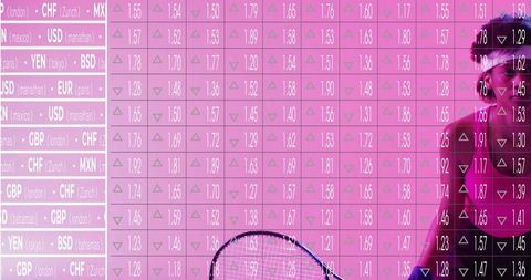 Black Tennis Player Energizing Pink Financial Chart Background