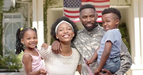 Happy Family Welcoming Home Soldier After Deployment - Download Free Stock Images Pikwizard.com