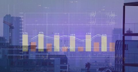 Digital Analytics Chart Over Urban Cityscape