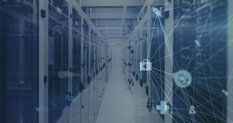 Data Security in Medical Server Room with Digital Network Overlay - Download Free Stock Images Pikwizard.com