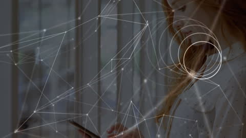 Female Doctor Connected Digitally with Dynamic Network Visuals