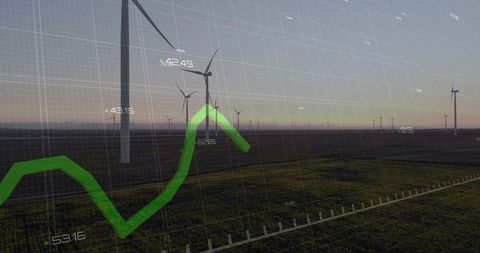 Renewable Energy Concept with Wind Turbines and Graph