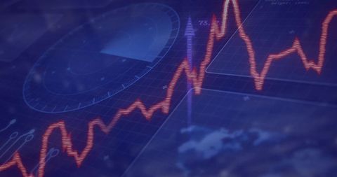 Digital Analytics Dashboard with Graph and Map in Futuristic Style