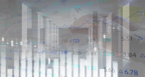 Overlay of Financial Data and Typing on Keyboard