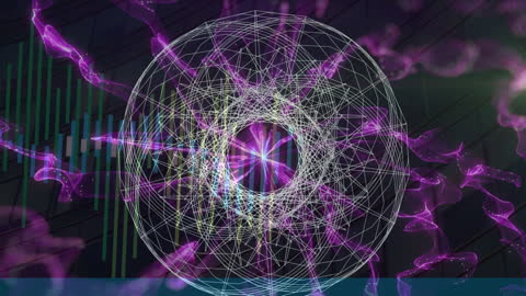 Abstract Digital Network with Colorful Graph Overlays