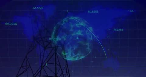 Holographic Energy Flow Visualizing Global Power Transmission over Utility Tower