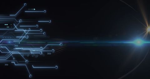 Abstract Microprocessor Lines with Dynamic Lens Flare - Download Free Stock Images Pikwizard.com