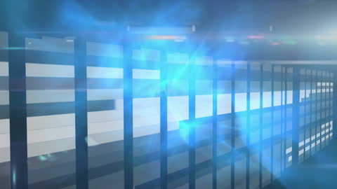 Digital Server Room Blue Neon Glows Technology Interface