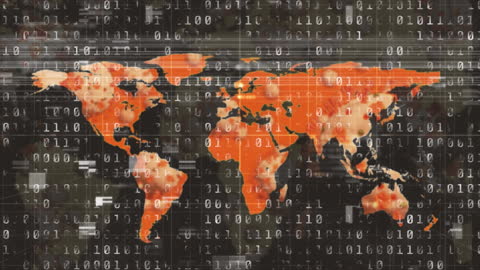 Binary Code Overlay on Global Map for Digital Era