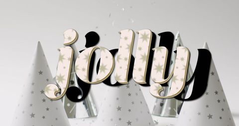 Festive christmas text design with themed party hats