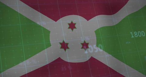 Burundi Flag with Financial Data Grid, Economics and National Pride