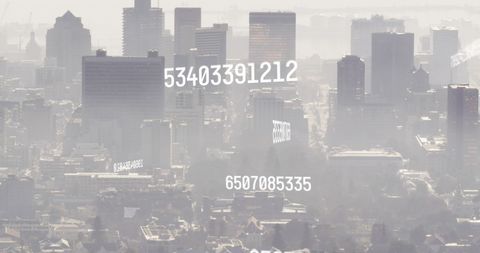 Cityscape with Digital Data Overlay Representing Information Networks - Download Free Stock Images Pikwizard.com