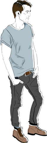 Trendy casual man pose transparent illustration