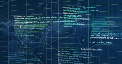 Abstract Grid with Computer Code on Virtual Network Background - Download Free Stock Images Pikwizard.com