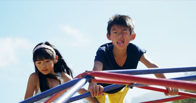 Children Climbing Playground Equipment on a Sunny Day - Download Free Stock Images Pikwizard.com