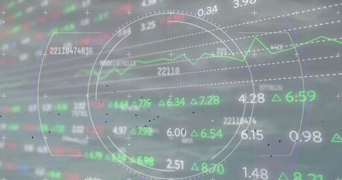 Global stock data analysis with digital display background