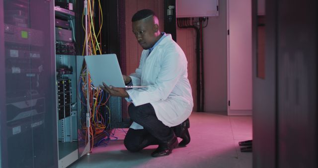 IT Engineer Checking Servers in Data Center - Download Free Stock Photos Pikwizard.com