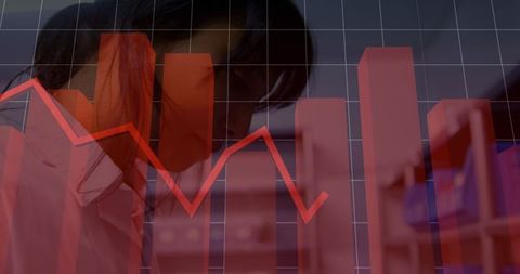 Businesswoman Analyzing Financial Decline with Red Chart in Corporate Office - Download Free Stock Images Pikwizard.com