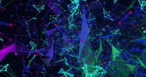 Futuristic Neon Connective Network with Glowing Nodes