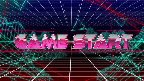 Retro Futuristic Game Start Screen with Dynamic Grid Background