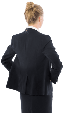 Transparent Businesswoman Posing Back View With Confidence