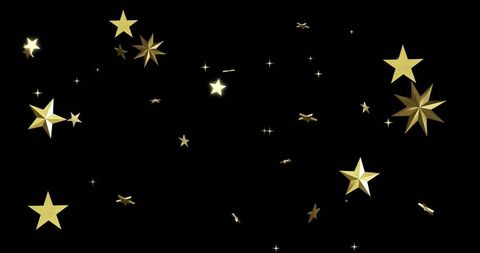 Floating Gold and White Stars on Black Night Sky