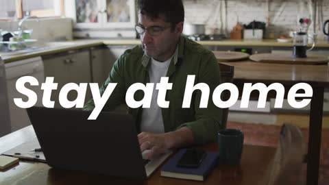 Caucasian Man Working from Home During Pandemic
