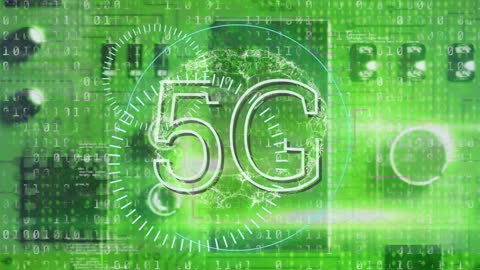 5G Technology Concept with Digital Overlay and Circuit Board