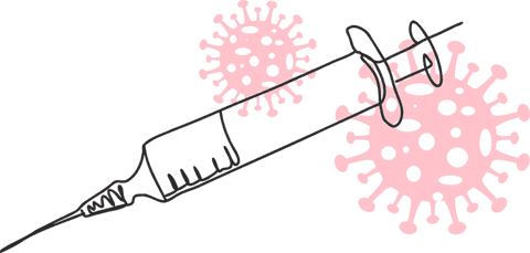 Syringe and virus vector illustration on transparent background