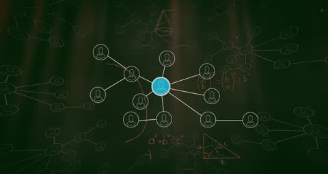 Social Network Concept with People Icons and Mathematical Equations