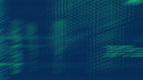 Abstract Data Processing Pixels on Navy Blue Background