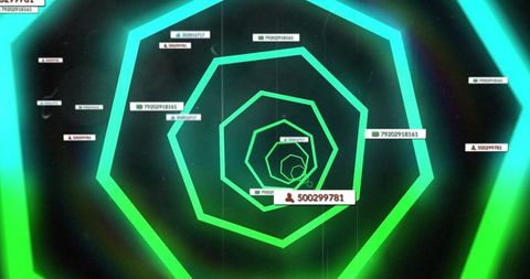 Futuristic digital interface with media icons and shapes