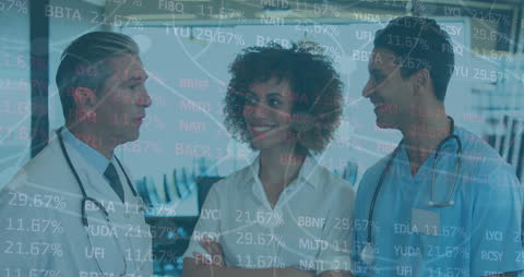 Healthcare Professionals Collaborating With Data Overlay