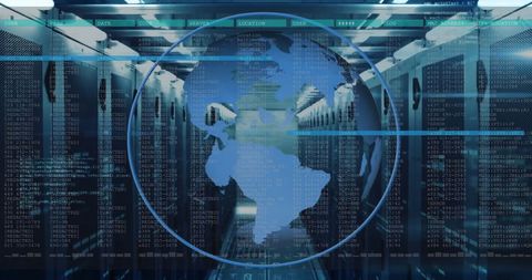 Digital Globe and Data Streams with Global Connections in Server Room - Download Free Stock Images Pikwizard.com