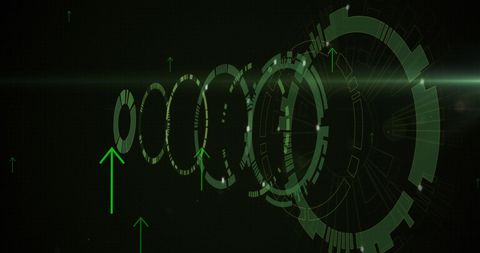 Futuristic Digital Interface with Green Arrows and Scopes - Download Free Stock Images Pikwizard.com