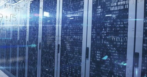 Binary Code and Mathematics Overlay on Data Servers Concept - Download Free Stock Images Pikwizard.com