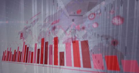 Digital Graphics over Server Room Specialist Managing Data