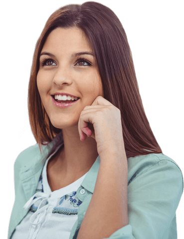 Smiling Caucasian Woman on Transparent Background for Digital Interfaces
